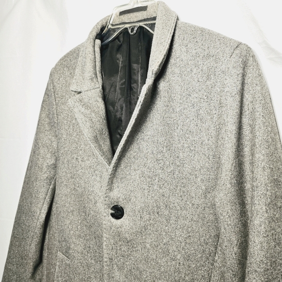 🛑 H&M Men's Versatile Warm Gray Wool Blend Button-up Coat Size 38R - Picture 3 of 8